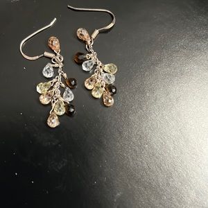 Clear stone with rust colored stone dangling earrings